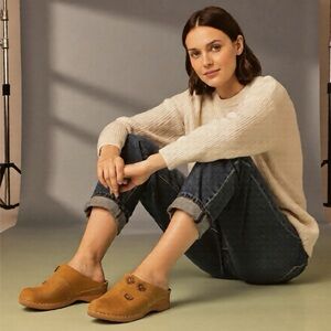 Stylish Mustard Mules with Floral Accents